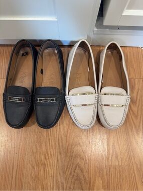 Calvin Klein Twin Set Leather Penny Loafers in Black & Cream both for 20$